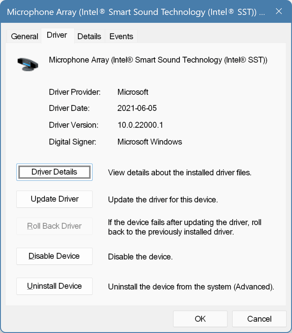 Microphone Array-Treiber wird in Windows 11 nicht aktualisiert, wodurch das Mikrofon geräuschlos wird