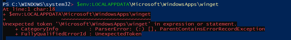 Powershell-Fehler beim Ausführen von Winget öffnet ein geöffnetes Fenster in Windows 11