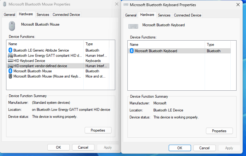 Microsoft-Tastatur Bluetooth-Tastatur ist gekoppelt, aber nicht verbunden.