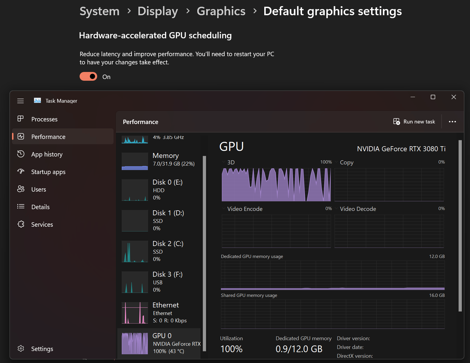 dwm.exe beansprucht 100 % GPU