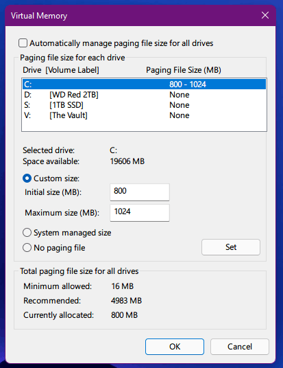Windows 11 meldet scheinbar nicht genügend Speicher, obwohl nicht einmal die Hälfte meines Speichers genutzt wird.
