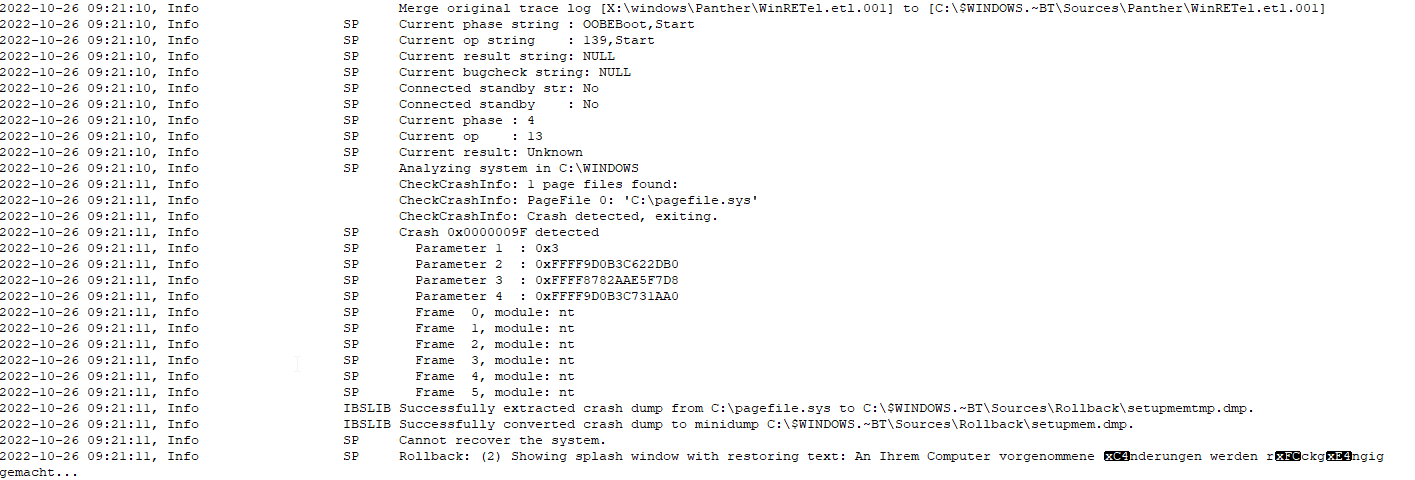Die Installation des folgenden Updates ist mit Fehler 0xC1900101 fehlgeschlagen: Windows 11, version 22H2