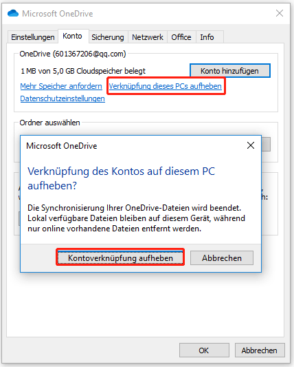 onedrive auf anderen PC angemeldet