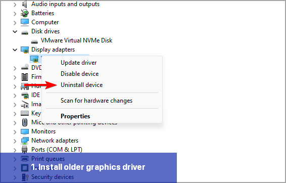 1. Install older graphics driver