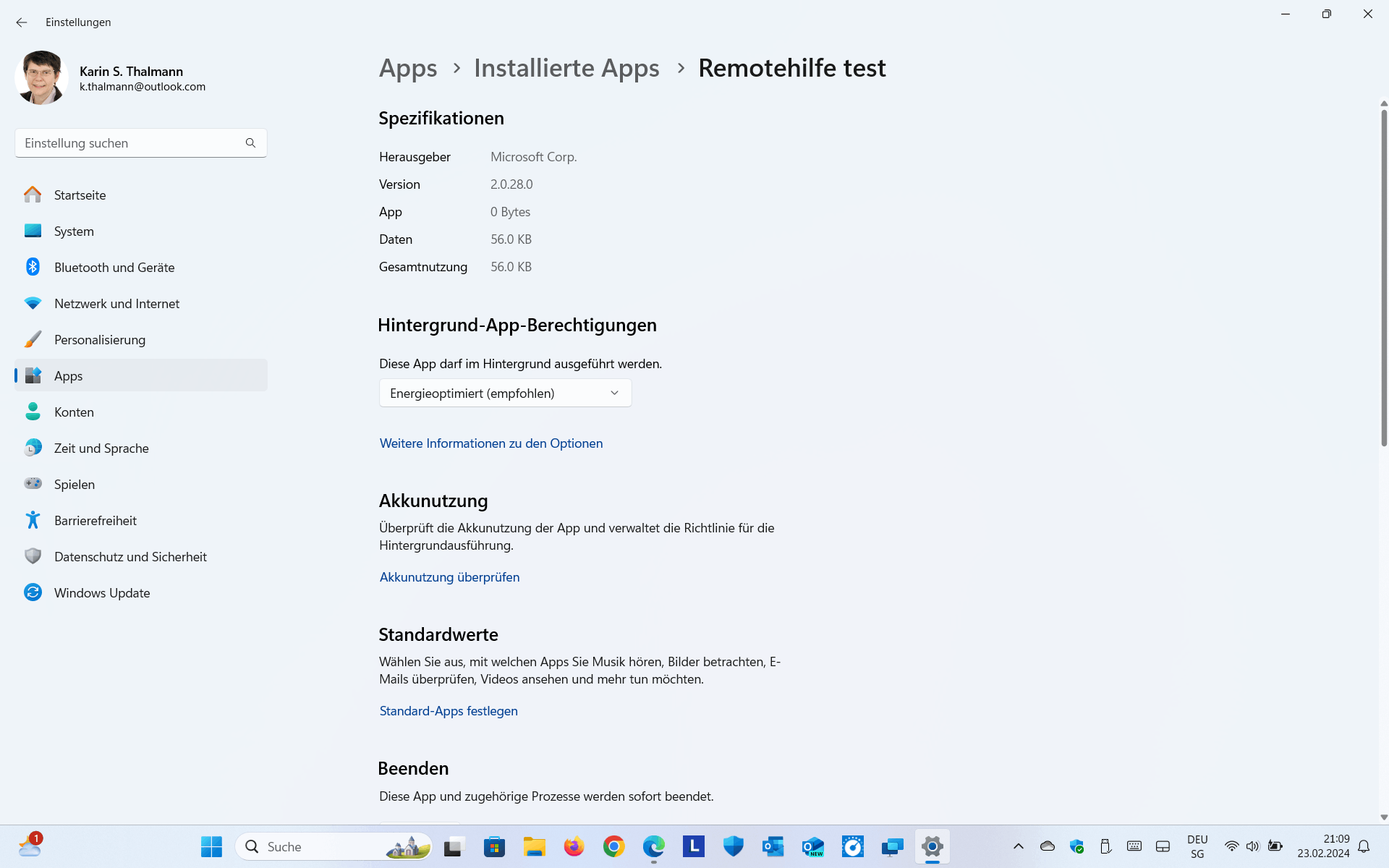 Via ein App-Update erhielt ich irrtümlich eine Testversion der Remothilfe App mit Bezeichnung Remotehilfe test