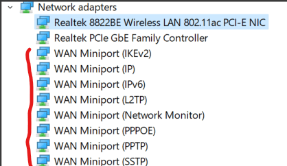 Es kann häufig keine WLAN-Verbindung hergestellt werden, da der Netzwerkadapter Realtek 8822BE Wireless LAN 802.11ac PCI-E NIC fehlt