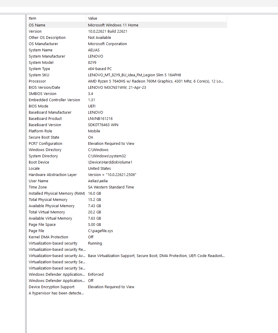 Systeminformationen