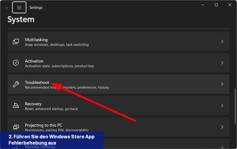 2. Führen Sie den Windows Store App-Fehlerbehebung aus