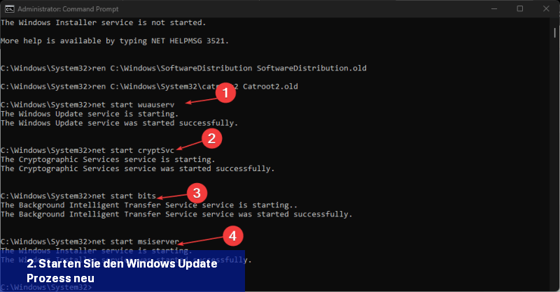 2. Starten Sie den Windows Update-Prozess neu