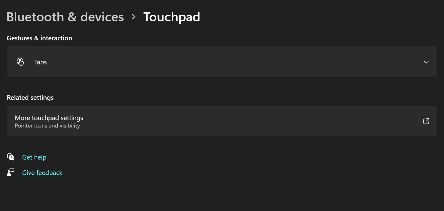 Meine Touchpad-Einstellung zeigt nur die Taps-Einstellung, bitte helfen Sie