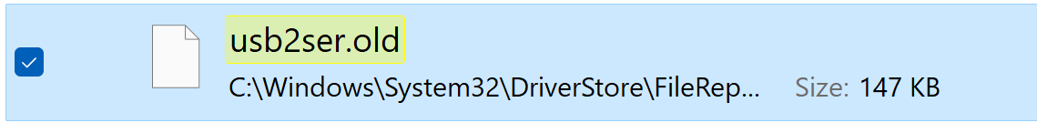 Wie benenne ich usb2ser.sys in usb2ser.sys.old um