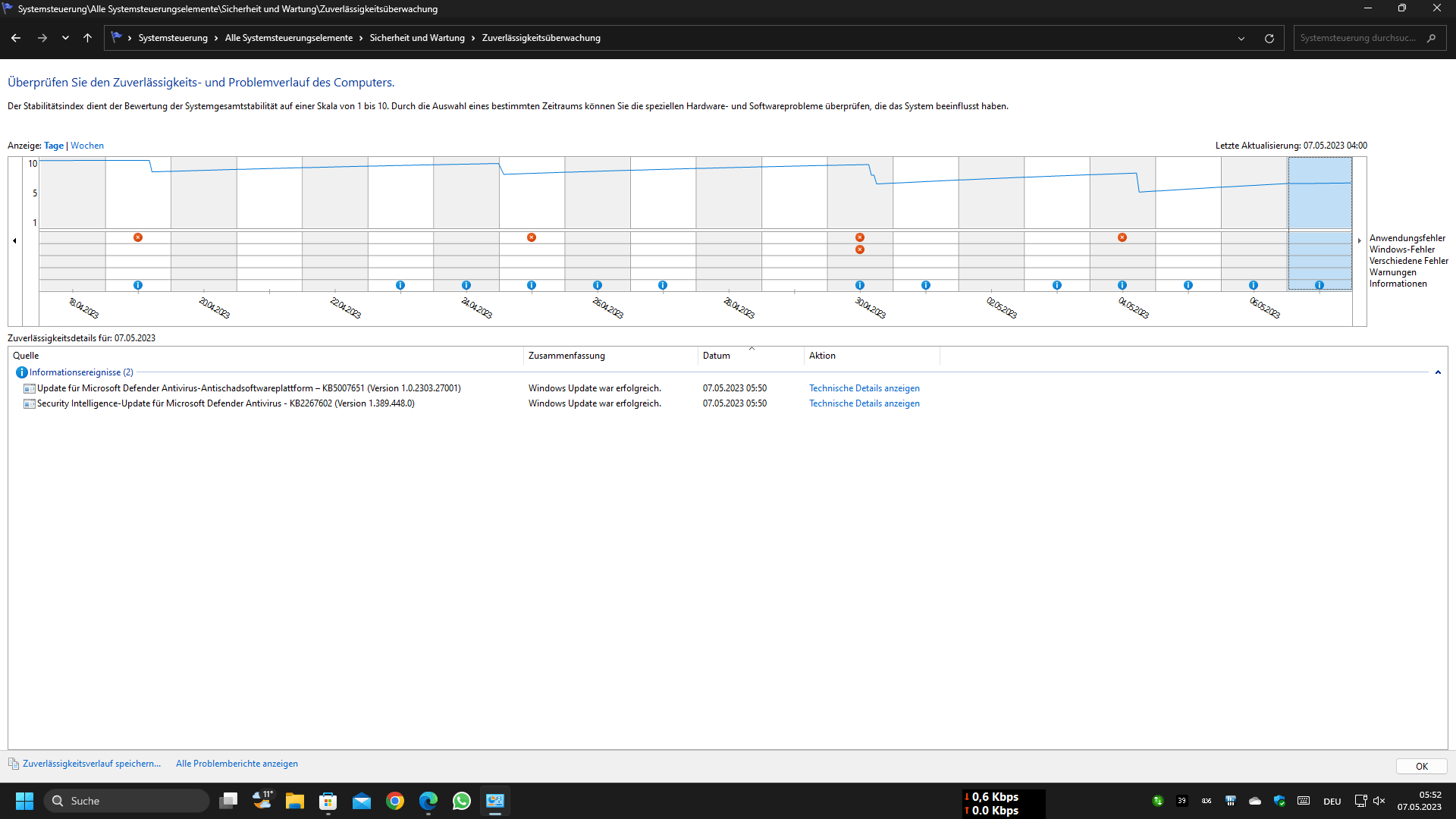 Update für Microsoft Defender KB5007651 (Version 1.0.2303.27001) wird ständig installiert!