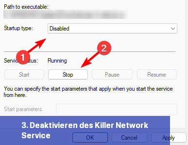 3. Deaktivieren des Killer Network Service