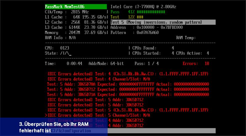 3. Überprüfen Sie, ob Ihr RAM fehlerhaft ist