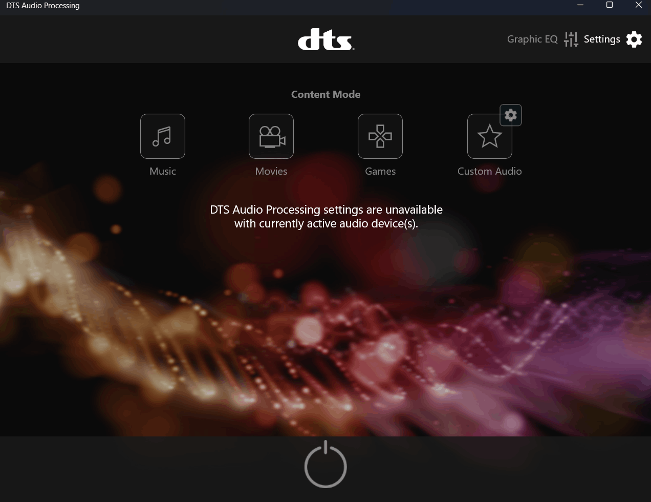 DTS-Audioprozesseinstellungen sind mit dem derzeit aktiven Audiogerät nicht verfügbar