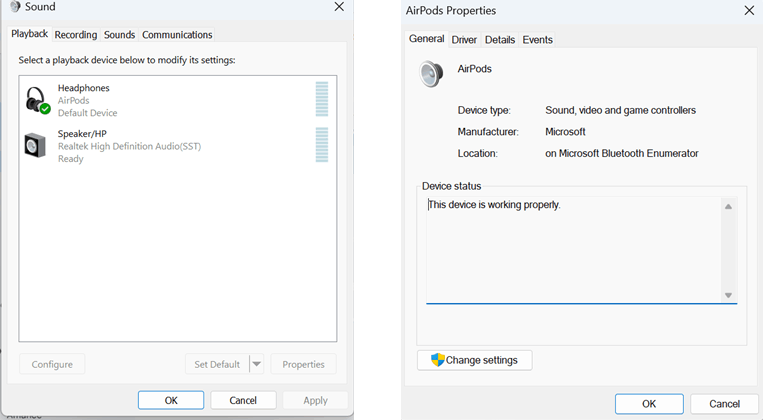 Airpods mit PC mit Windows 11 verbunden, aber kein Ton.