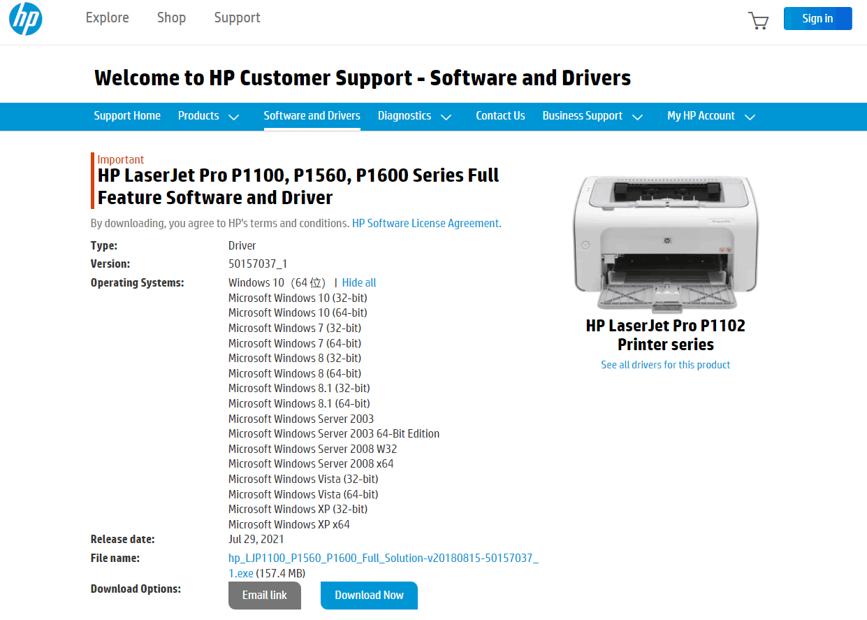 Ich kann den Treiber für HP LJ P1102 unter Windows 11 nicht installieren