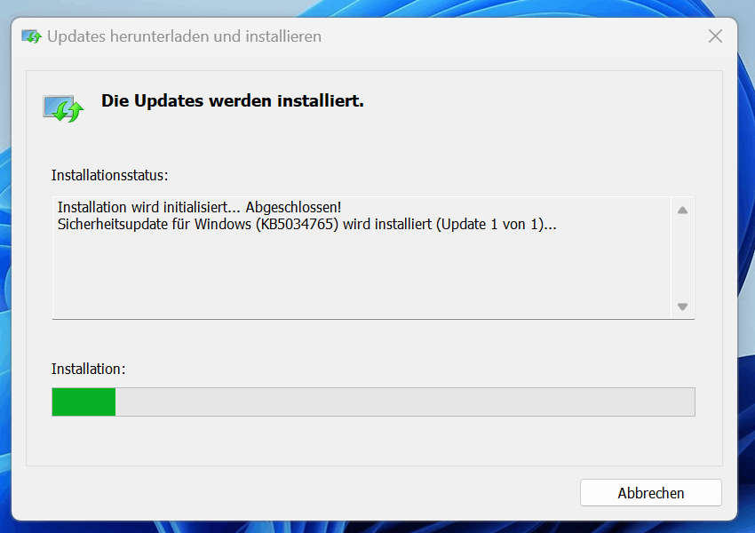 Update KB5034765 klappt nicht