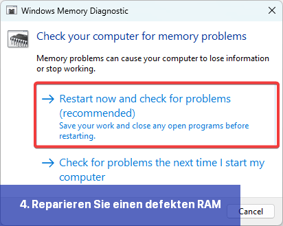 4. Reparieren Sie einen defekten RAM