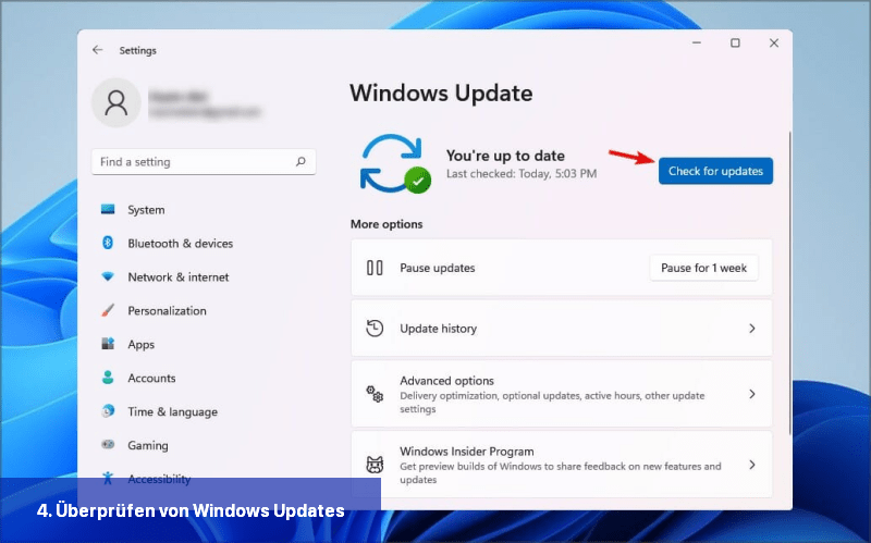 4. Überprüfen von Windows-Updates