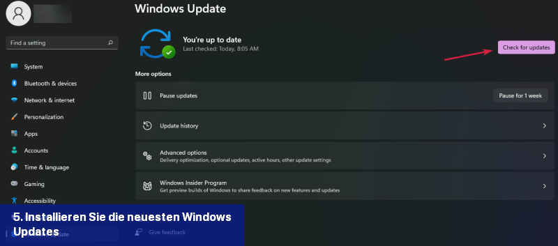 5. Installieren Sie die neuesten Windows-Updates