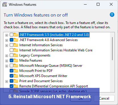 5. Reinstall Microsoft NET Framework