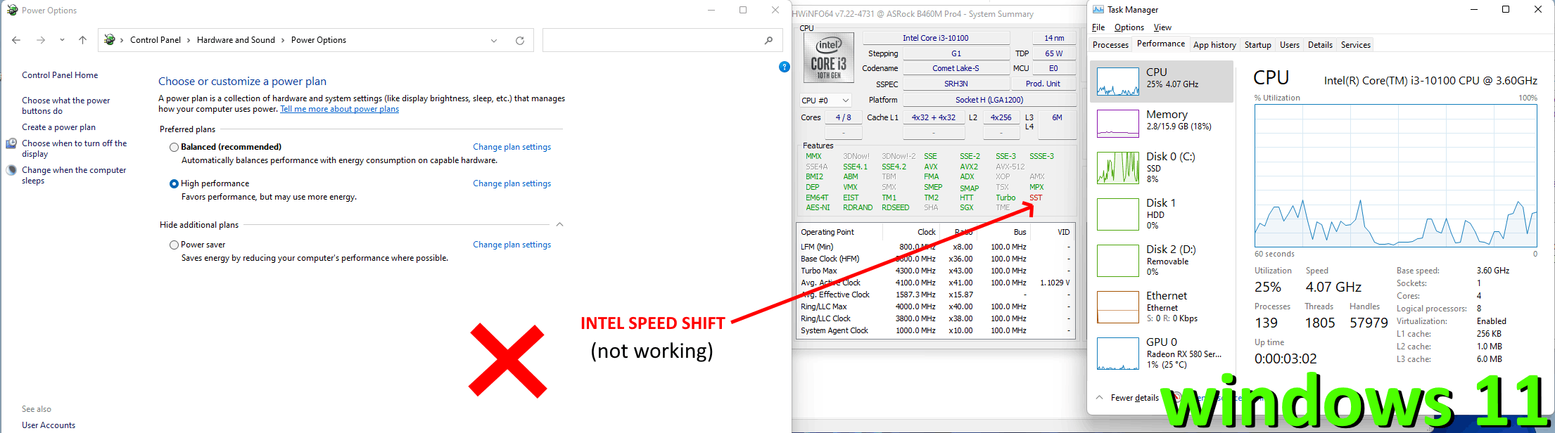 Intel Speed Shift-Technologie funktioniert unter Windows 11 nicht