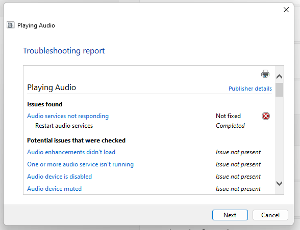 Windows 11 kann Audiogeräte in der Taskleiste nicht wechseln