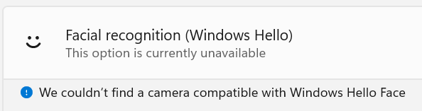 Fehler: Wir konnten keine mit Windows Hello Face kompatible Kamera finden – Ausführen von Windows 11 auf Dell Inspiron 14 5410 2-in-1