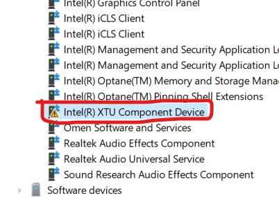 Intel XTU-Komponentengerät verursacht Probleme bei meinem Laptop