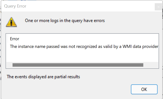 Ereignisanzeige-Abfragefehler – Ein oder mehrere Protokolle in der Abfrage weisen Fehler auf (Microsoft-Windows -USBVideo/Analytic)