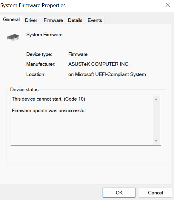 System-Firmware kann nicht gestartet werden