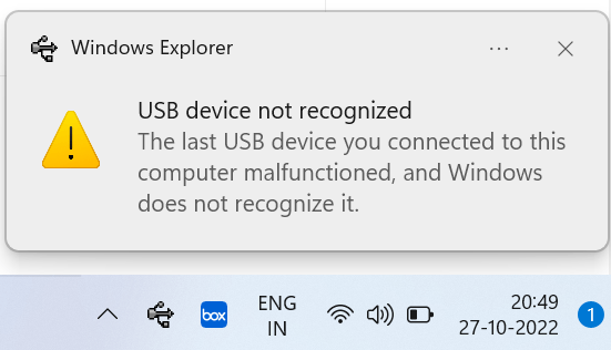 Kabellose Maus und Tastatur, Bluetooth-USB-Gerät nicht erkannt – Das letzte USB-Gerät, das Sie an diesen Computer angeschlossen haben, funktionierte nicht richtig und Windows erkennt es nicht.