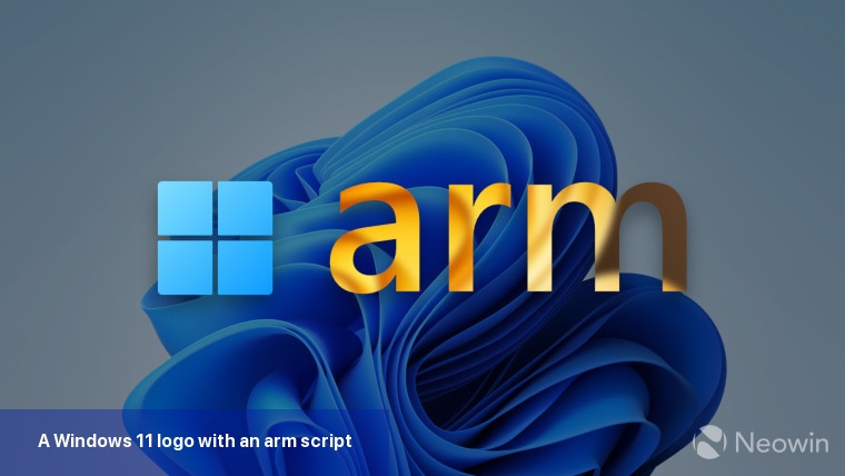 A Windows 11 logo with an arm script