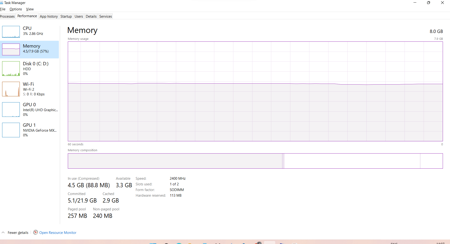 50 % des RAM werden verbraucht, wenn der Laptop im Leerlauf ist