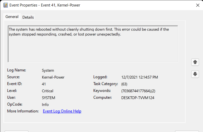 Betriebssystemausnahme wurde durch Systemspeicher verursacht. System: Dell G3 3500