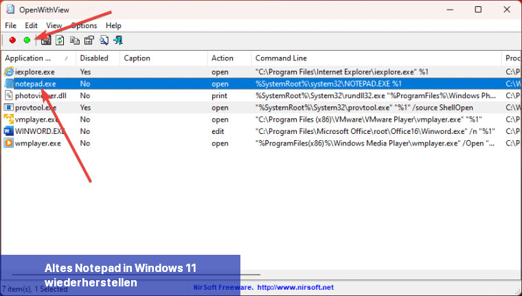 Altes Notepad in Windows 11 wiederherstellen