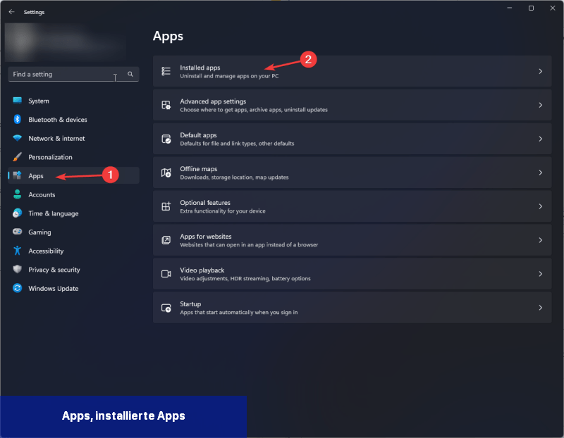 Apps, installierte Apps