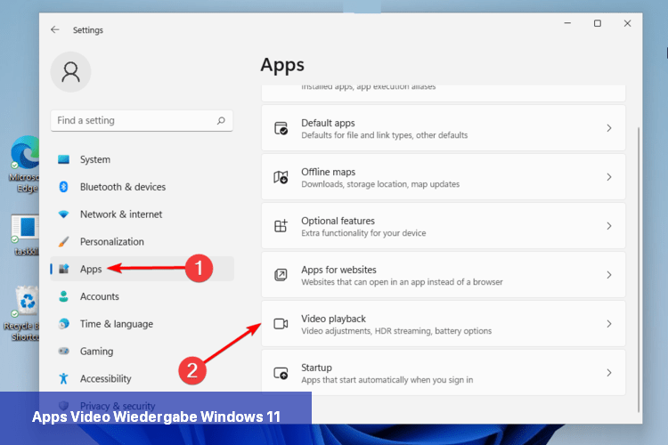 Apps Video-Wiedergabe Windows 11