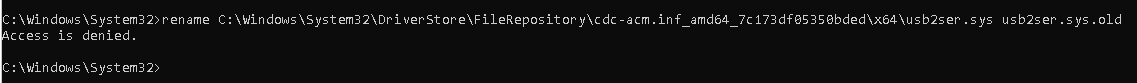Wie benenne ich usb2ser.sys in usb2ser.sys.old um