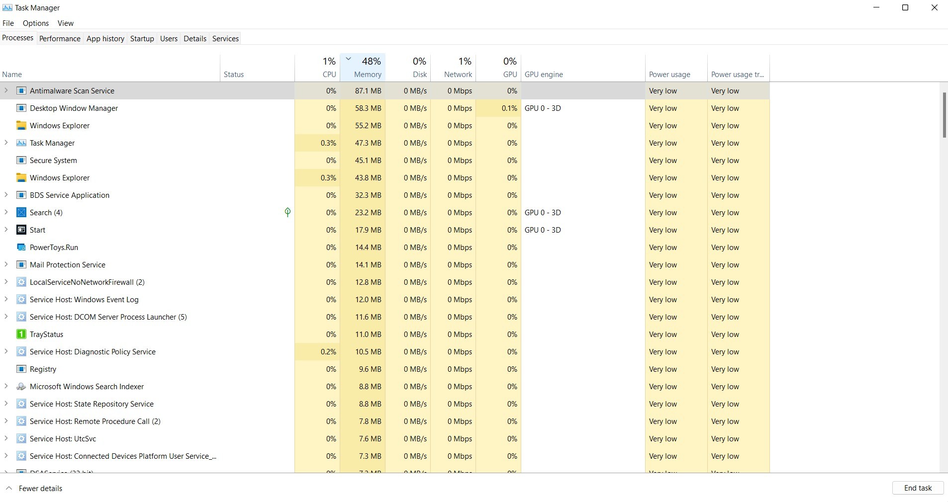 Windows 11 Hohe RAM-Auslastung im Leerlauf (8 GB / 50 %) / Speicherverlust