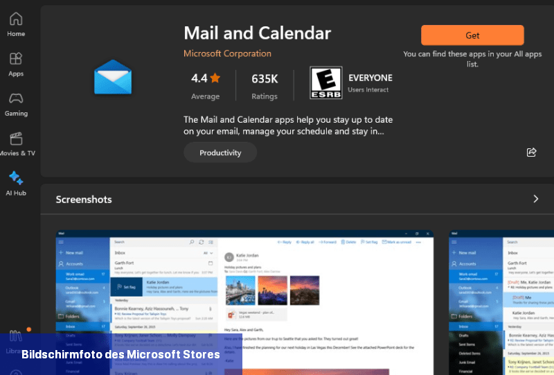 Bildschirmfoto des Microsoft Stores