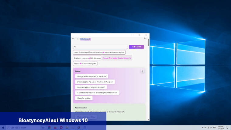 BloatynosyAI auf Windows 10