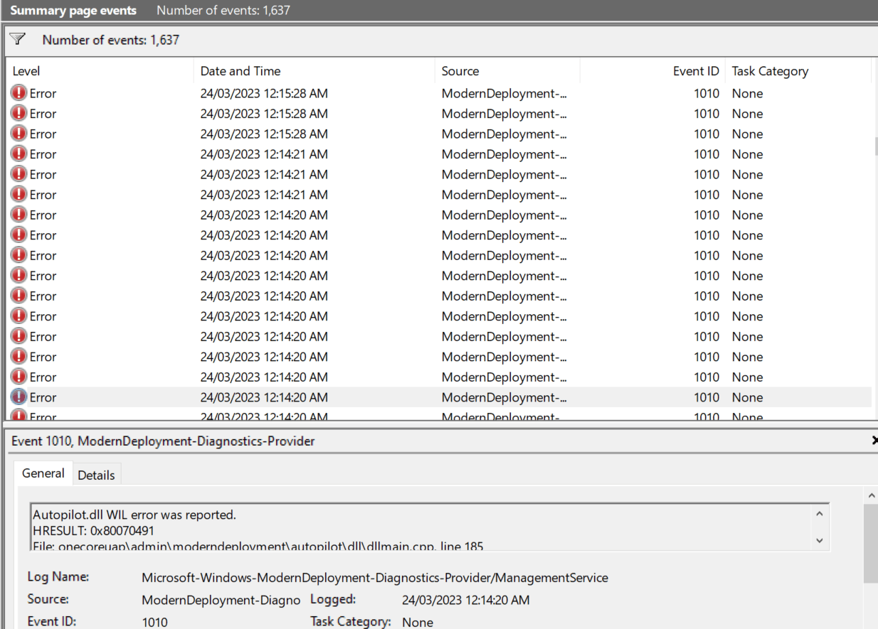 Viele anhaltende Fehler in der Ereignisanzeige nach Windows 11