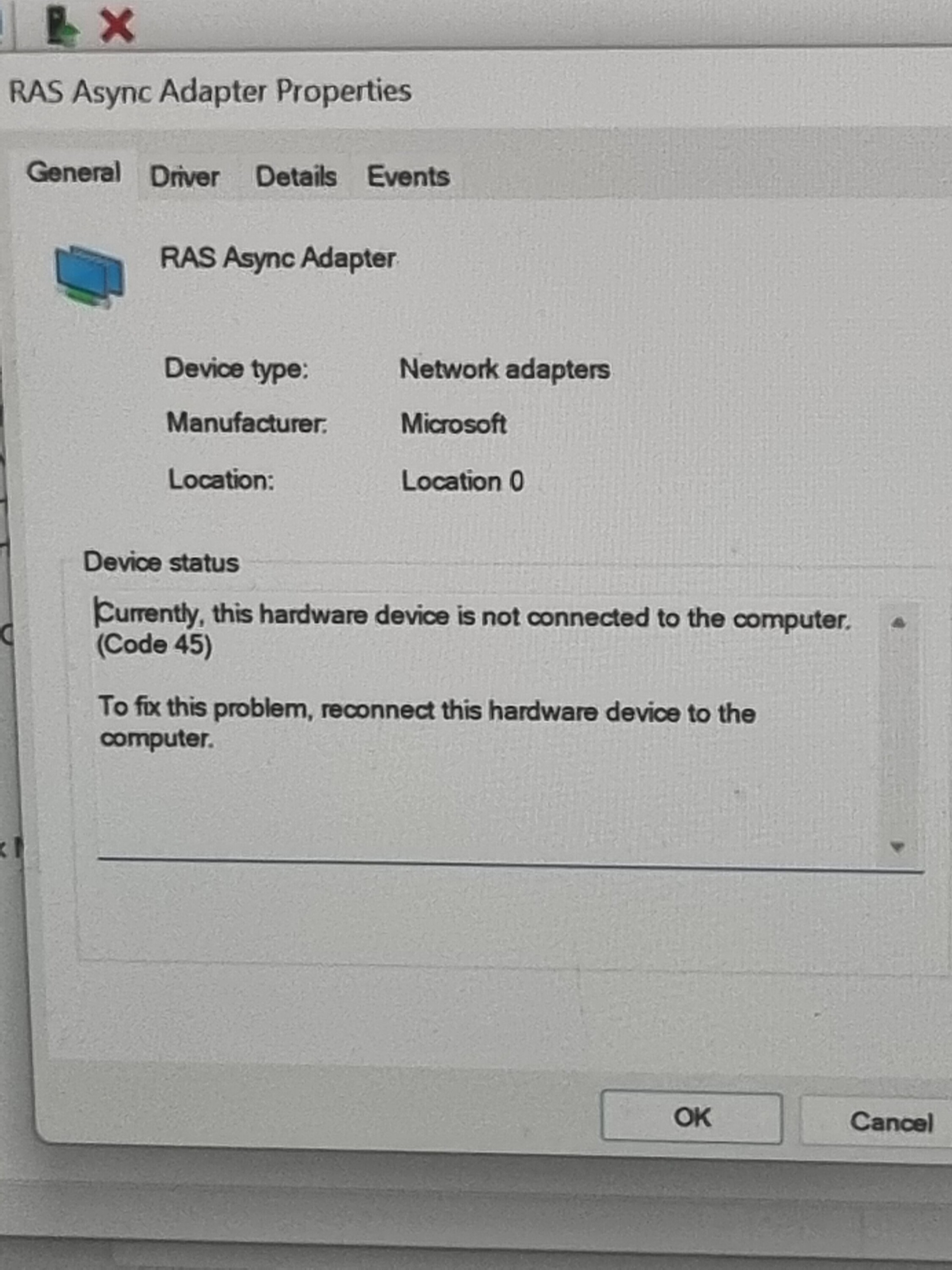 RAS Async-Adapter und kein WLAN