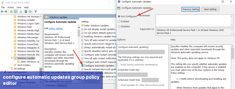 configure automatic updates group policy editor