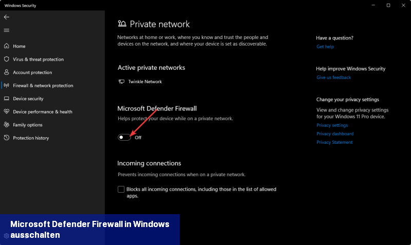Microsoft Defender Firewall in Windows ausschalten