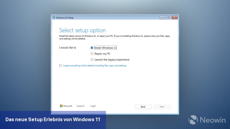 Das neue Setup-Erlebnis von Windows 11