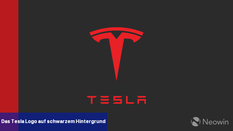 Das Tesla-Logo auf schwarzem Hintergrund