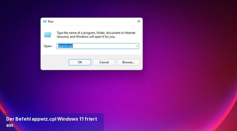 Der Befehl appwiz.cpl Windows 11 friert ein
